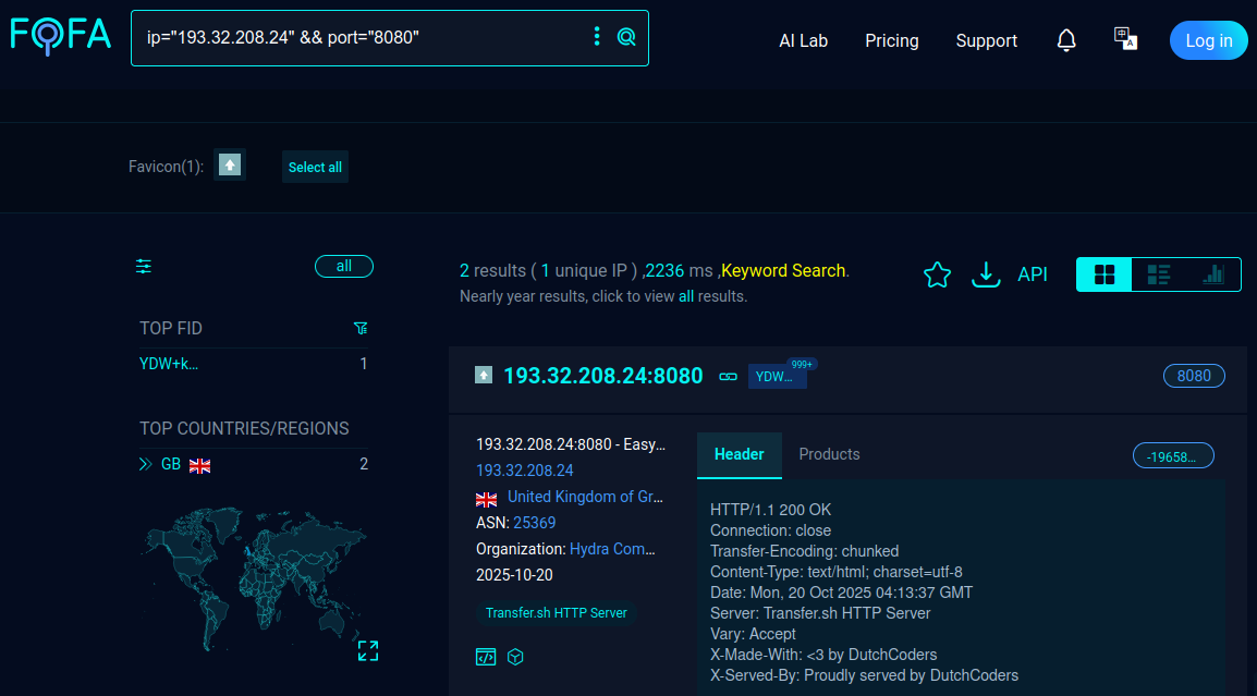 Attacker Hosting on FOFA